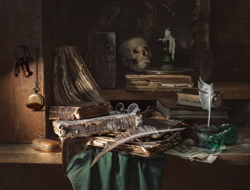 still life, stilleven, натюрморт, книги, старые книги, vanitas, evgeny kornienko, евгений корниенко Vanitas (суета сует)photo preview