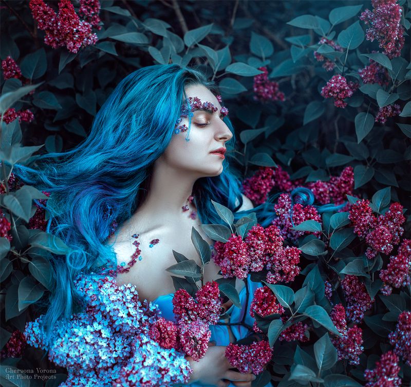 сирень, портет, цветы, голубые волосы Annaphoto preview