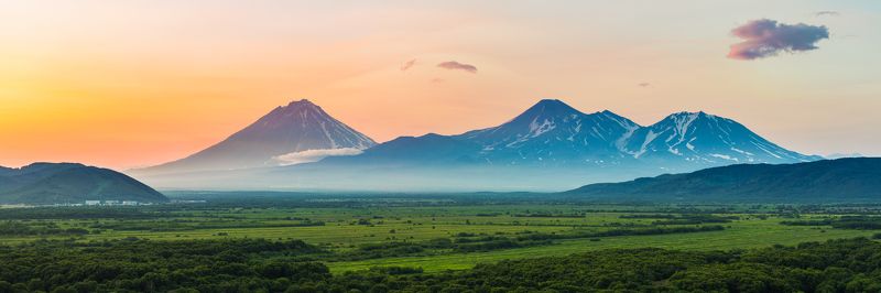 камчатка, вулкан, закат, пейзаж, горы ***photo preview