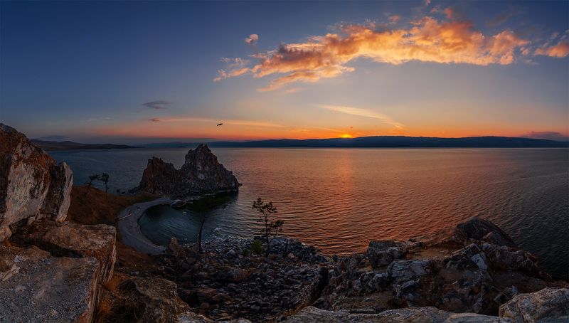 природа, пейзаж, озеро, байкал, сибирь, остров, ольхон, дождь, лето, панорам, закат, вечер, *photo preview