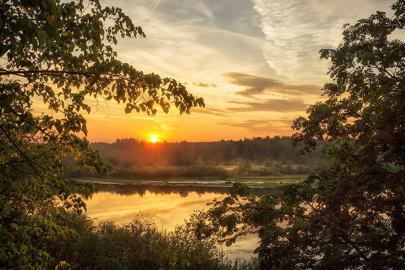 закат, лето, река, небо, облака, отражение, солнце Багряный свет 2photo preview
