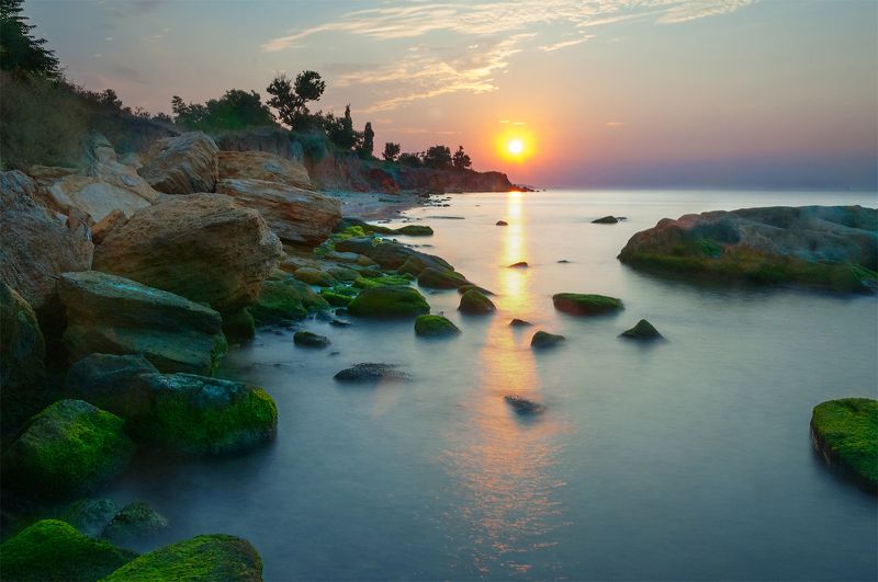 Рассвет, Одесса, Фонтанка, отражение, лучи, камни, берег, пляж, облака Рассвет над Фонтанкойphoto preview