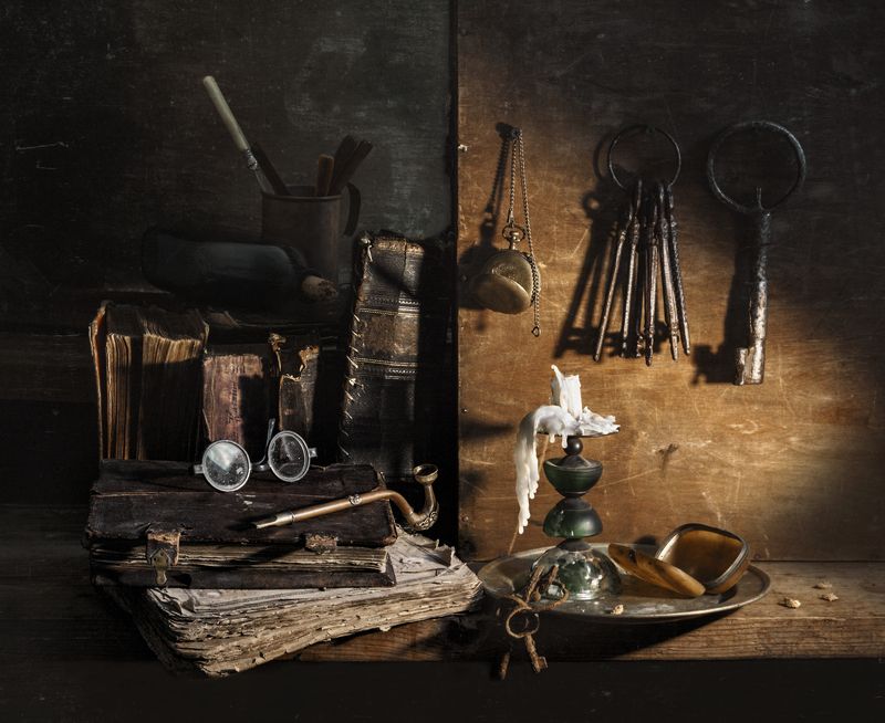 натюрморт, книги, старые книги, ключи, still life, evgeny kornienko,евгений корниенко натюрморт с ключамиphoto preview