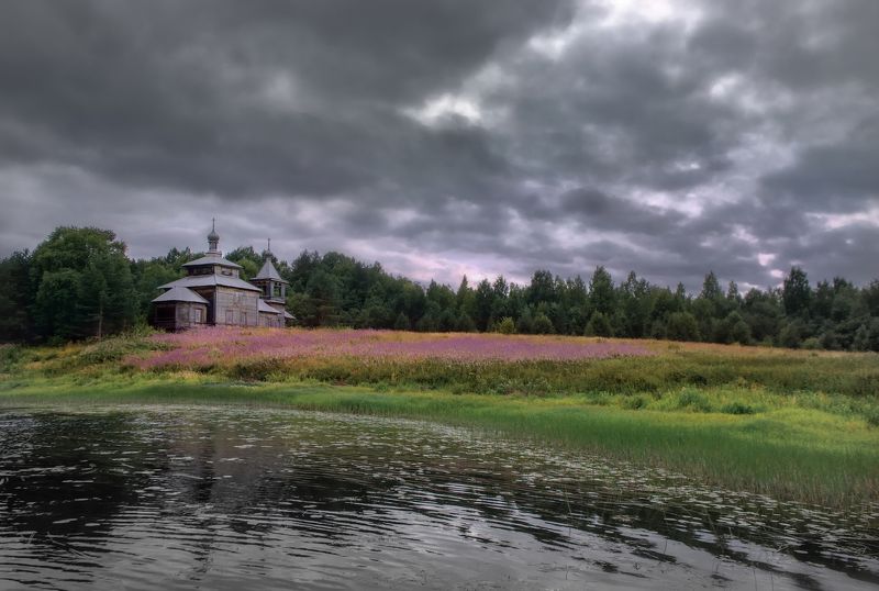 путешествия, пейзаж, озеро, вечер, храм, кенозеро Храмphoto preview