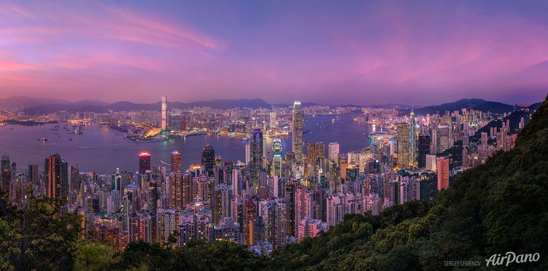 City, Sunset,  Sunset over Hongkongphoto preview