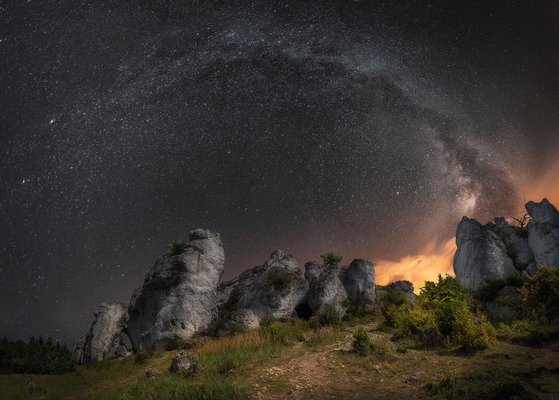 milky way, sky, night, stars, Poland, summer, dark, Cracov, rocks,  Night in Polandphoto preview