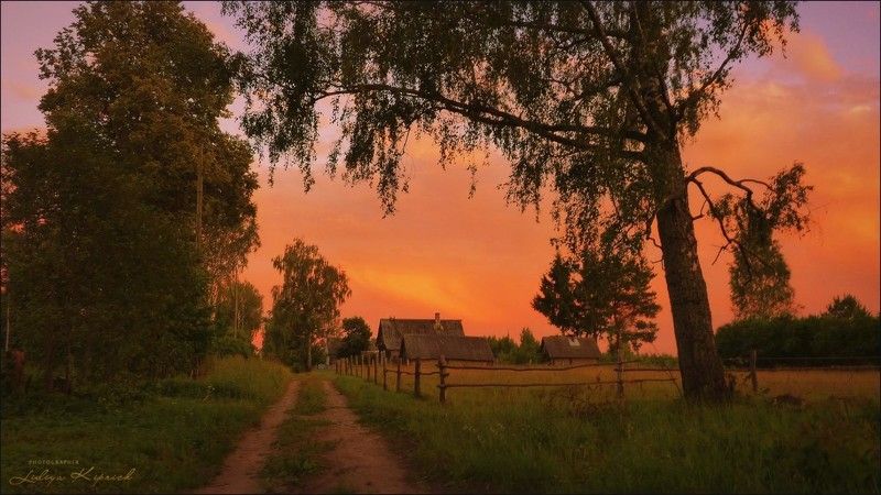 пейзаж, деревенская жизнь, лето, вечер, вечер в деревне фото превью