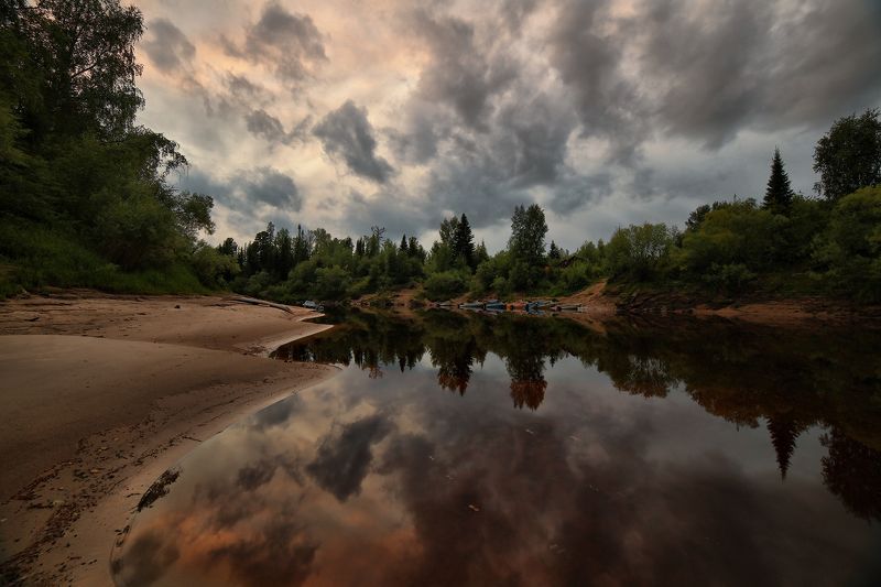 югра,ачимовы,юганский заповедник,река малый юган тихий вечер в заповедникеphoto preview