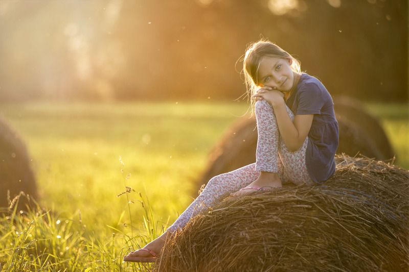 лето, сено, жара. вечер, девочка наше летоphoto preview