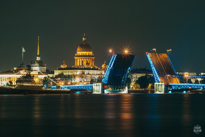 город, центр, питер, петербург, спб, санктпетербург, здания, здание, собор, мост, архитектура, исторический центр, вода, река, ночь, ночной город, длинная выдержка, россия, Питер ночьюphoto preview