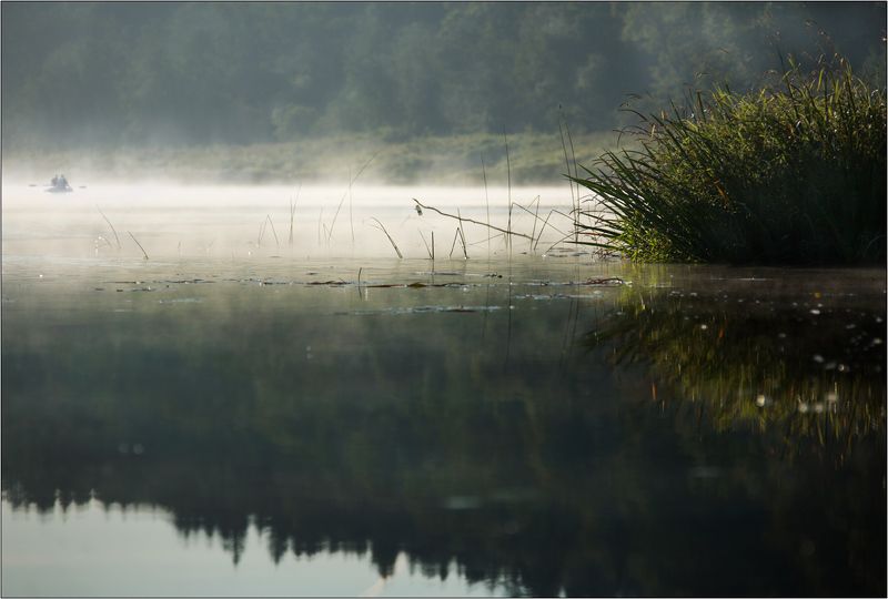 река угра национальный парк туман утро рыбаки камыши Утро на Угреphoto preview