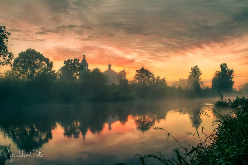 лето, рассвет, река, облака Пробуждение Душиphoto preview