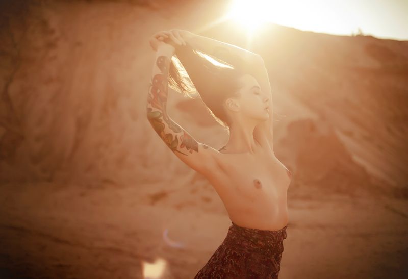 девушка, ню, эротика, закат Sunsetphoto preview