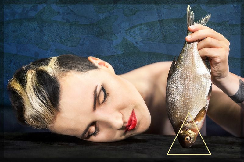 portrait, editorial, fantasy, woman, surrealism, fish, symbolism Dramaturg Gabriele Labanauskaite-Dienaphoto preview