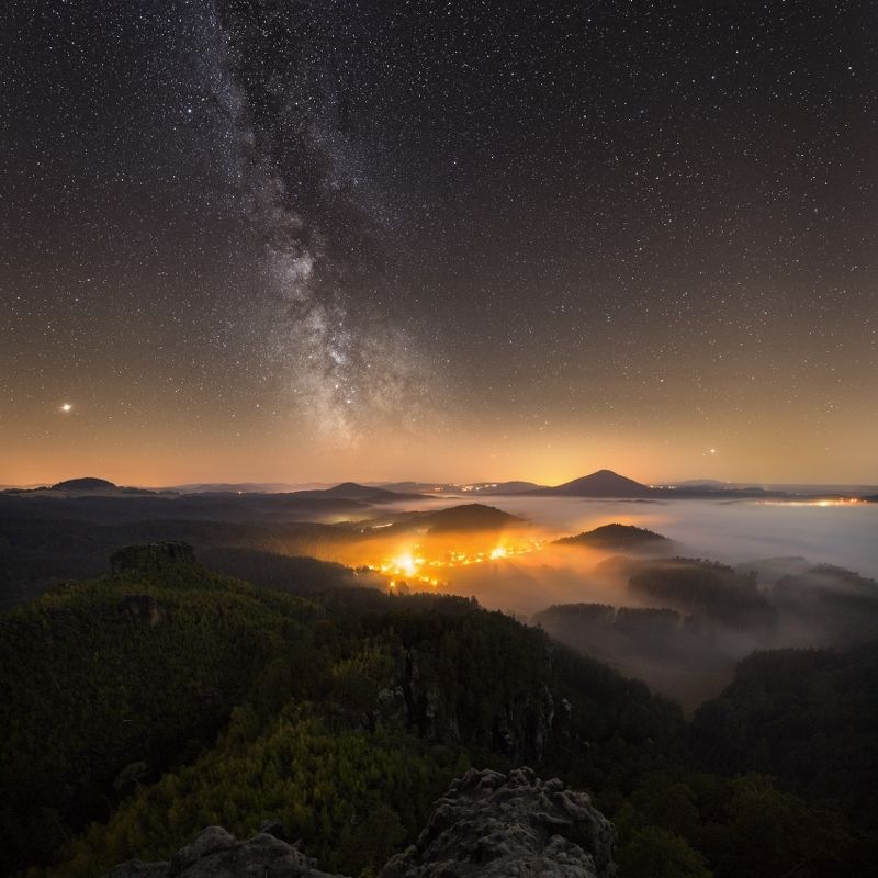 night, milkyway, stars,starscape,Bohemian Switzerland, Czechia Bohemian Switzerland at nightphoto preview