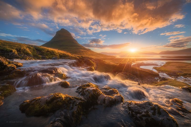 исландия, islend, рассвет, киркьюфетль, kirkjufell Рассвет у вершины Киркьюфетль.photo preview