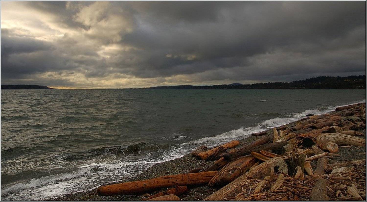 тихий, океан, тучи, канада, ванкуверн, волны., Евгений Иванюшенко