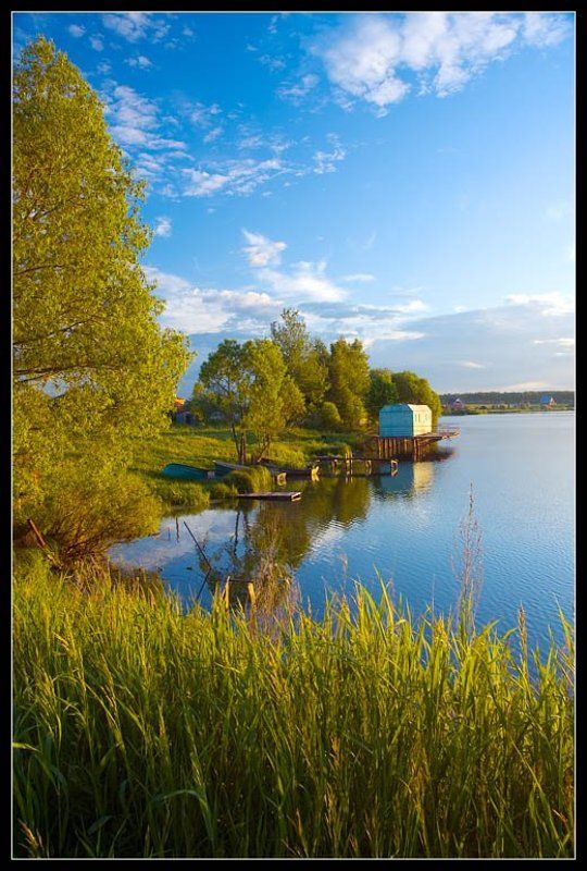 лето, озеро, вода, облака, отлых photo preview