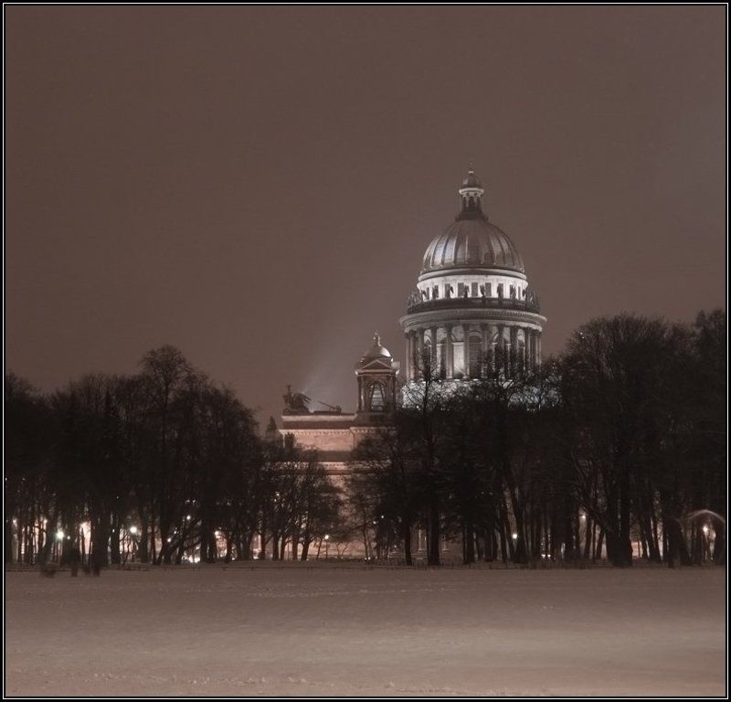 петербург, исаакиевский собор, вечер, снег Исаакиевский собор фото превью