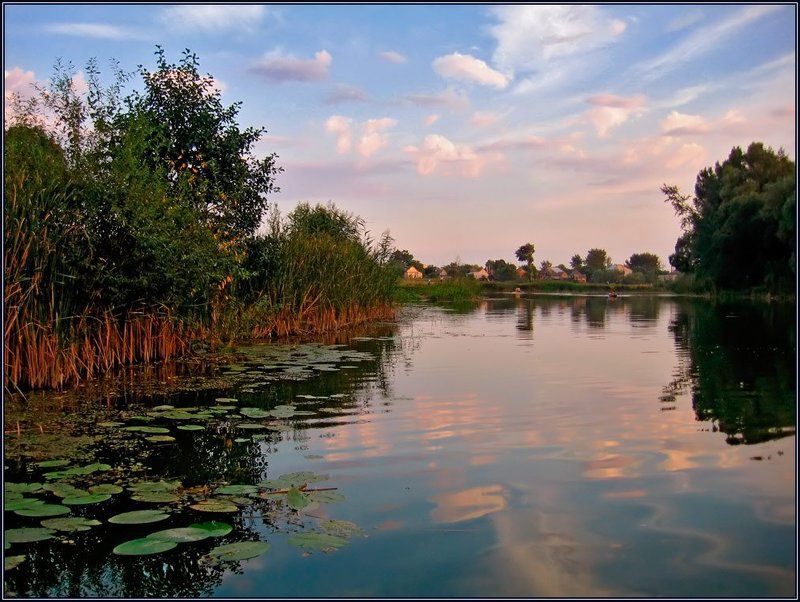 украина, миргород, закат, река, хорол, отражение, лето, лодка Перед закатом фото превью