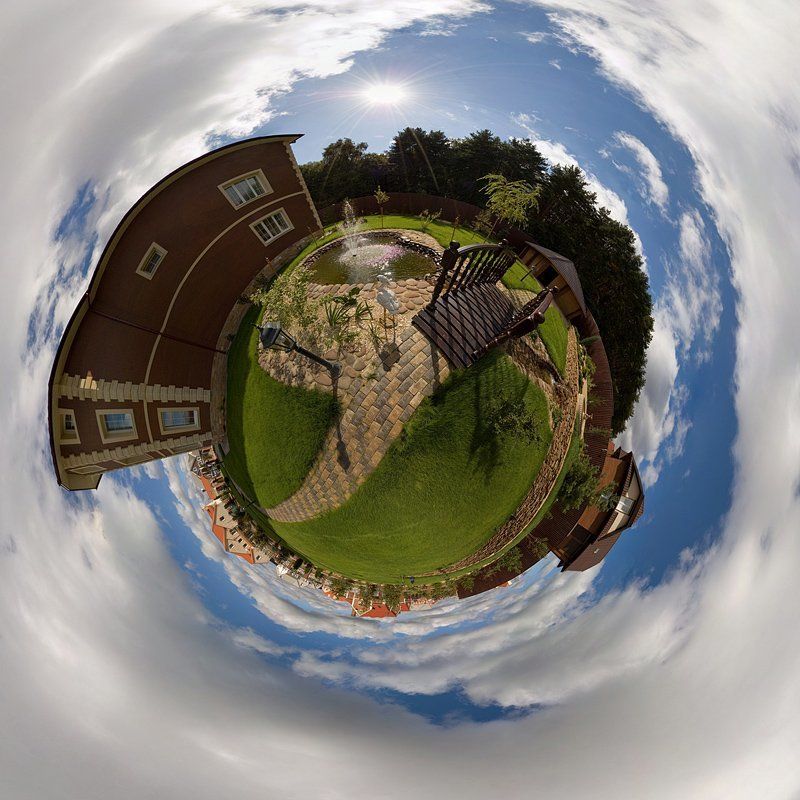сфера, глобус, панорама, дача, пруд, мостик Дачка :)photo preview