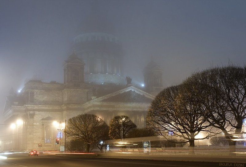 питер, туман, исаакиевский собор, ночь, фонари Цветные сны Святого Исаакияphoto preview