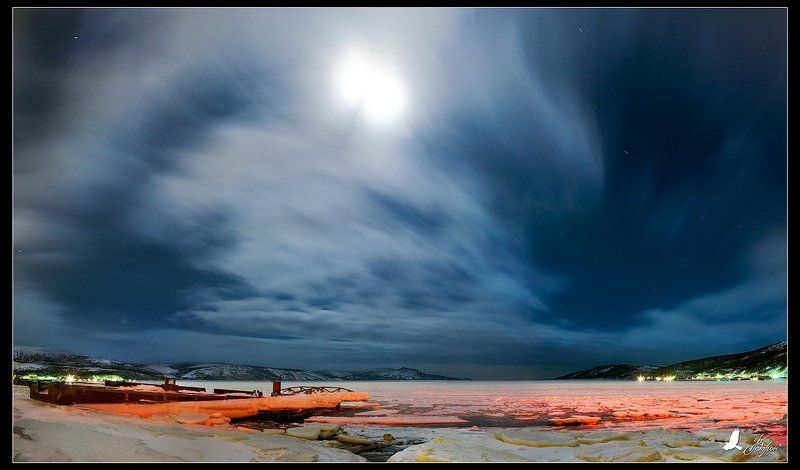 магадан, нагаево, нагаевская бухта, ночь, луна, небо, облака, охотское море Кто не видел Нагаевской бухты? #2photo preview