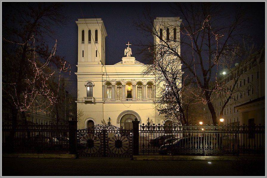 город, вечер, свет, церковь, domovoi