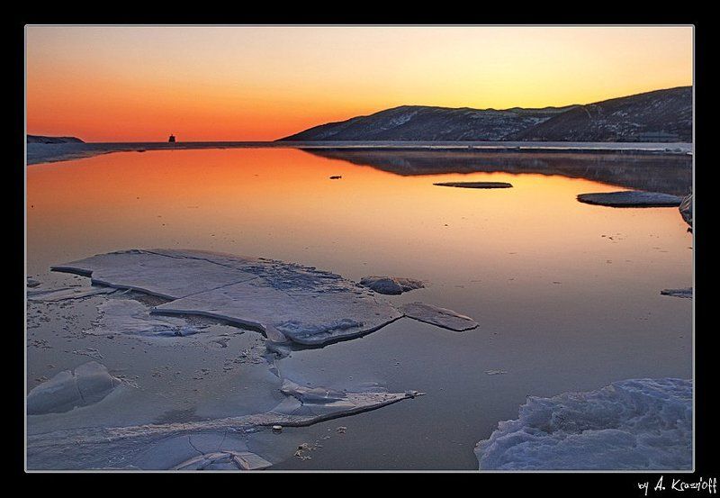 магадан, бухта нагаево, охотское, море, лед, закат Безмятежность...photo preview