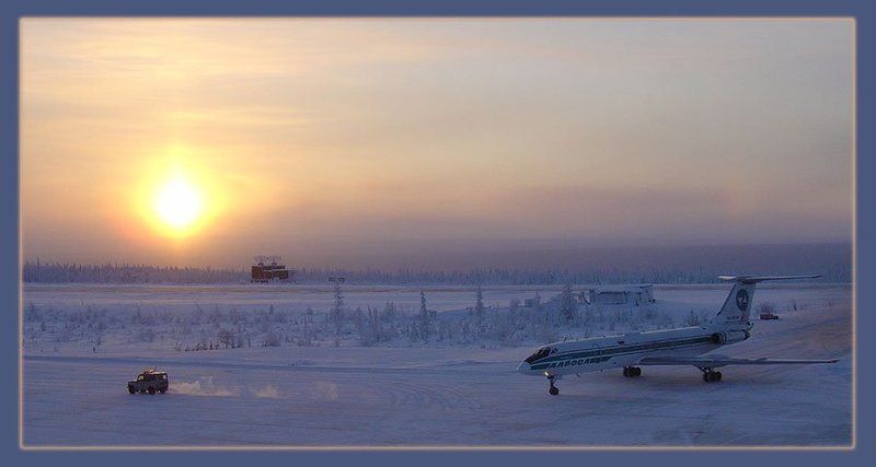 самолёт перрон вечер зима Вечерний рейсphoto preview