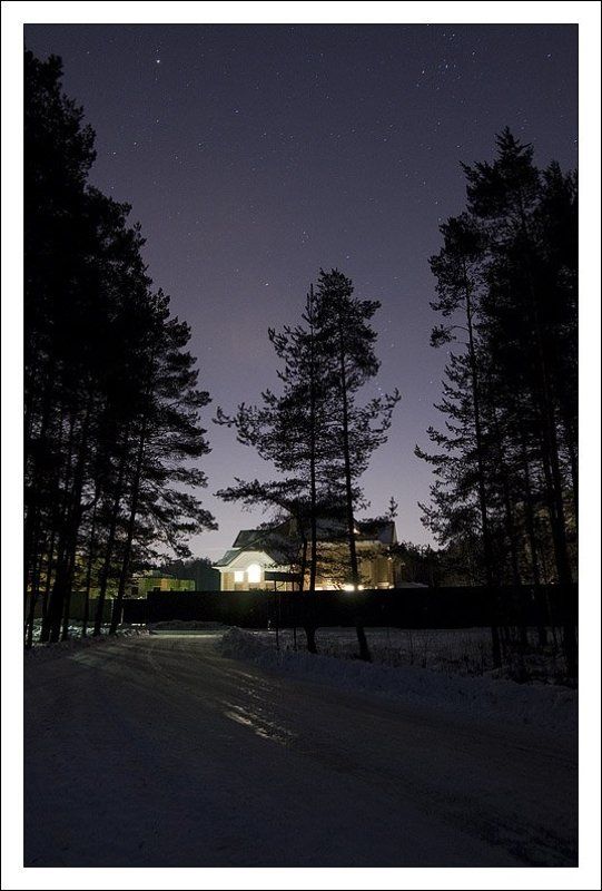 звезды,дом,снег,ночь,зима, мороз Звездная-морознаяphoto preview