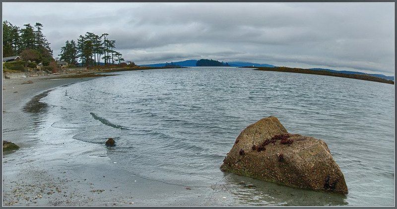 валун, вода, берег, тучи, канада, тихий, волны Валун.photo preview