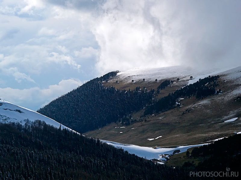 зима, горы, снег снежный фронт в горахphoto preview
