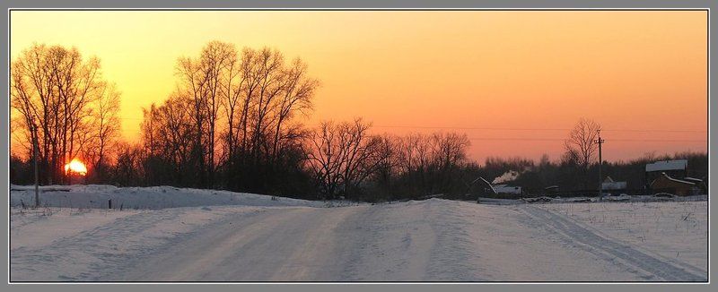 деревня, зима, закат Закатнаяphoto preview