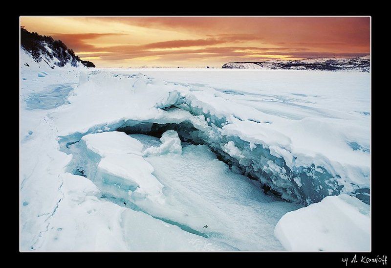 магадан, охотское, море, лед, закат Воскресный вечер...photo preview