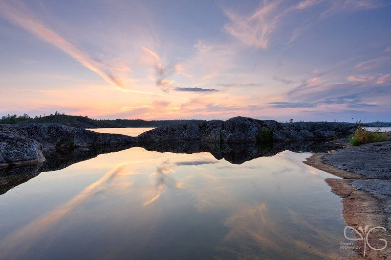 esusaret, облака, отражение, закат, куркиниеми, ладога, есусарет, ladoga, lake, kurkiniemi, reflection, sunset photo preview