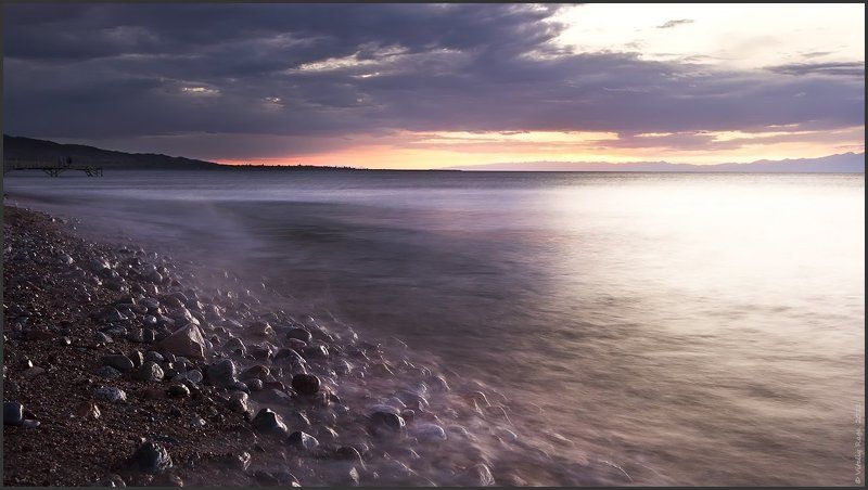 горы, озеро, вечер, киргизия, вода, иссык-куль, свобода, море  фото превью