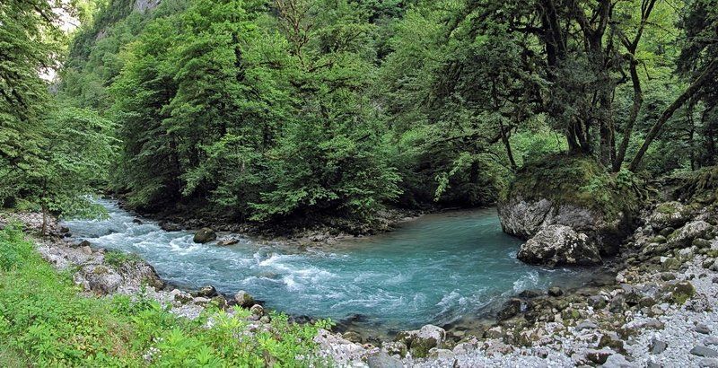 абхазия, панорама, пейзаж, природа, река  фото превью