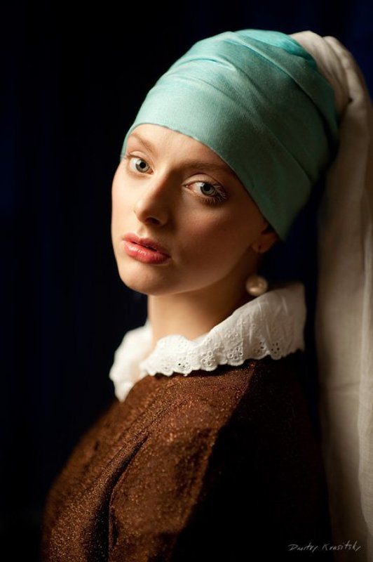 девушка, жемчужной, сережкой, вермеер, портрет, студия photo preview