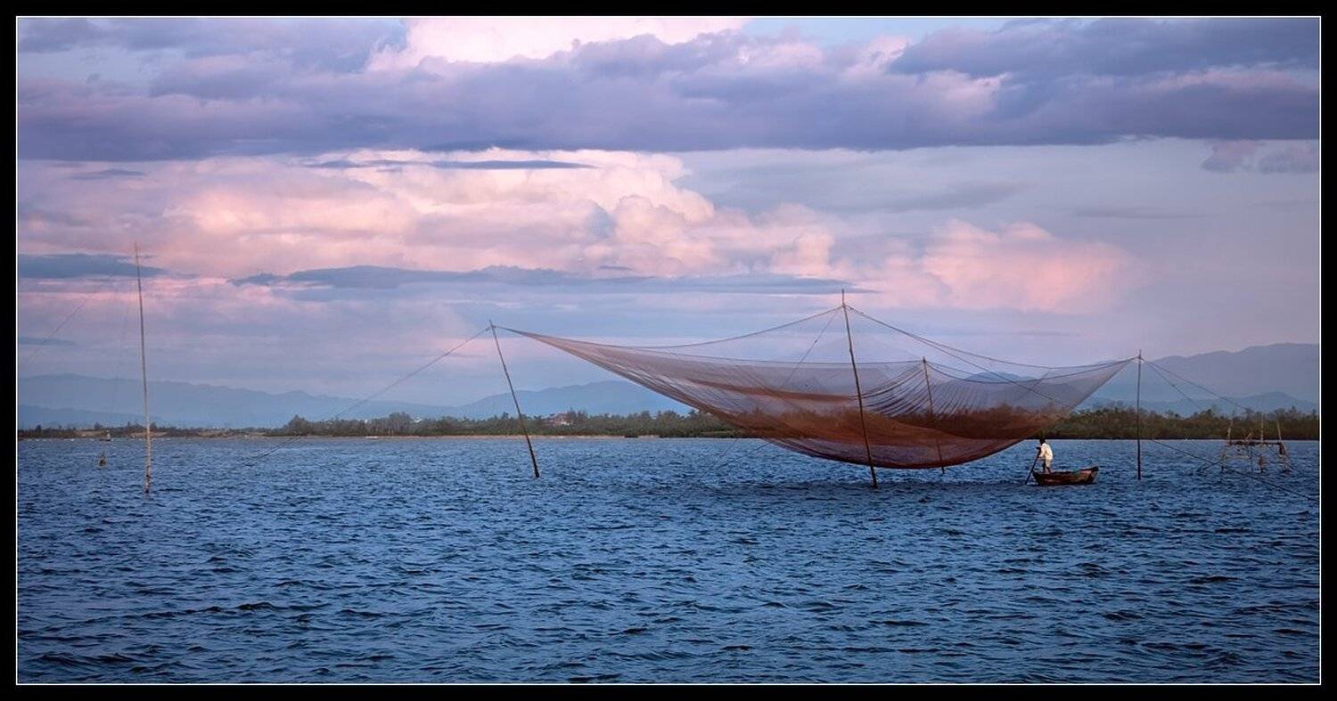 Автор: Виктория Роготнева хой ань cua dai river, рыбак, сеть, вьетнам, Виктория Роготнева