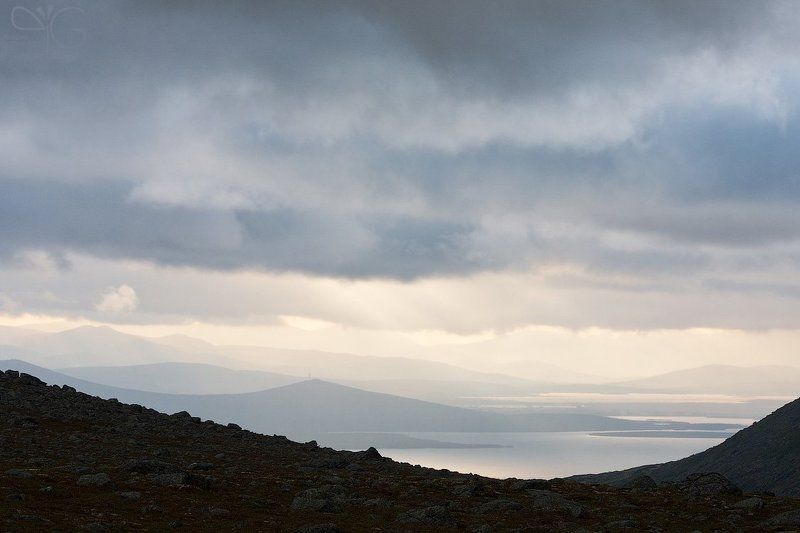 кольский, мончетундра, горы, хибины, вечер, дождь, озеро, большая, имандра photo preview