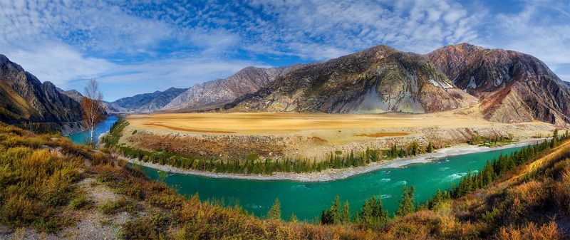 природа, пейзаж,алтай, сибирь, горы, панорама, река, осень, Воды - чистый изумрудphoto preview