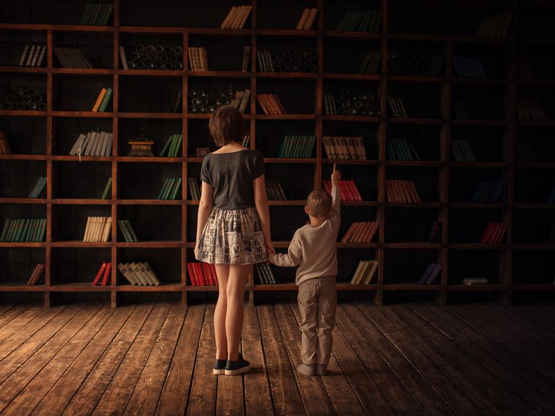 дети, книги, библиотека, кот Чудесный мир книгphoto preview