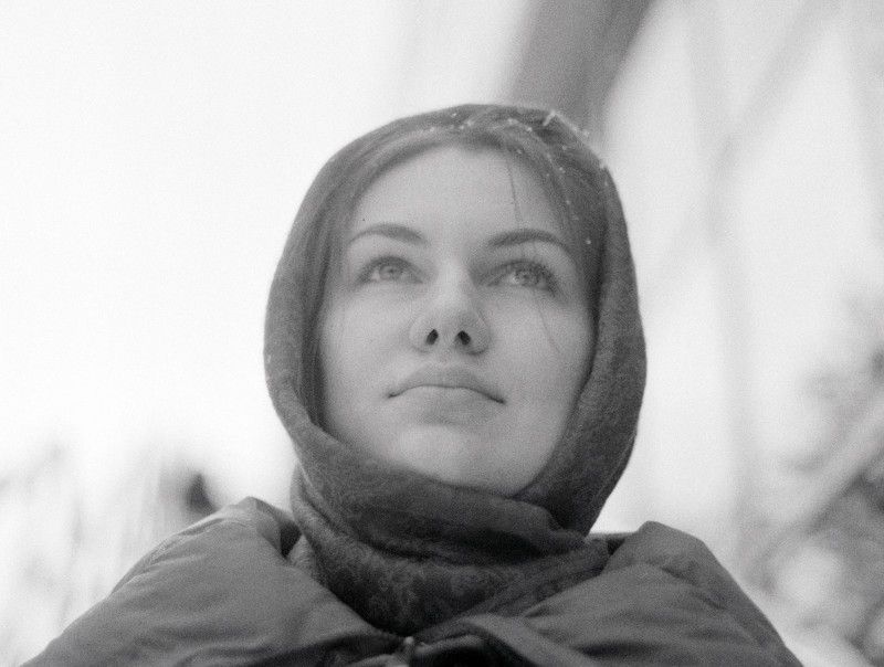 lady, russian, scarf, black, white, film, winter Svetlanaphoto preview