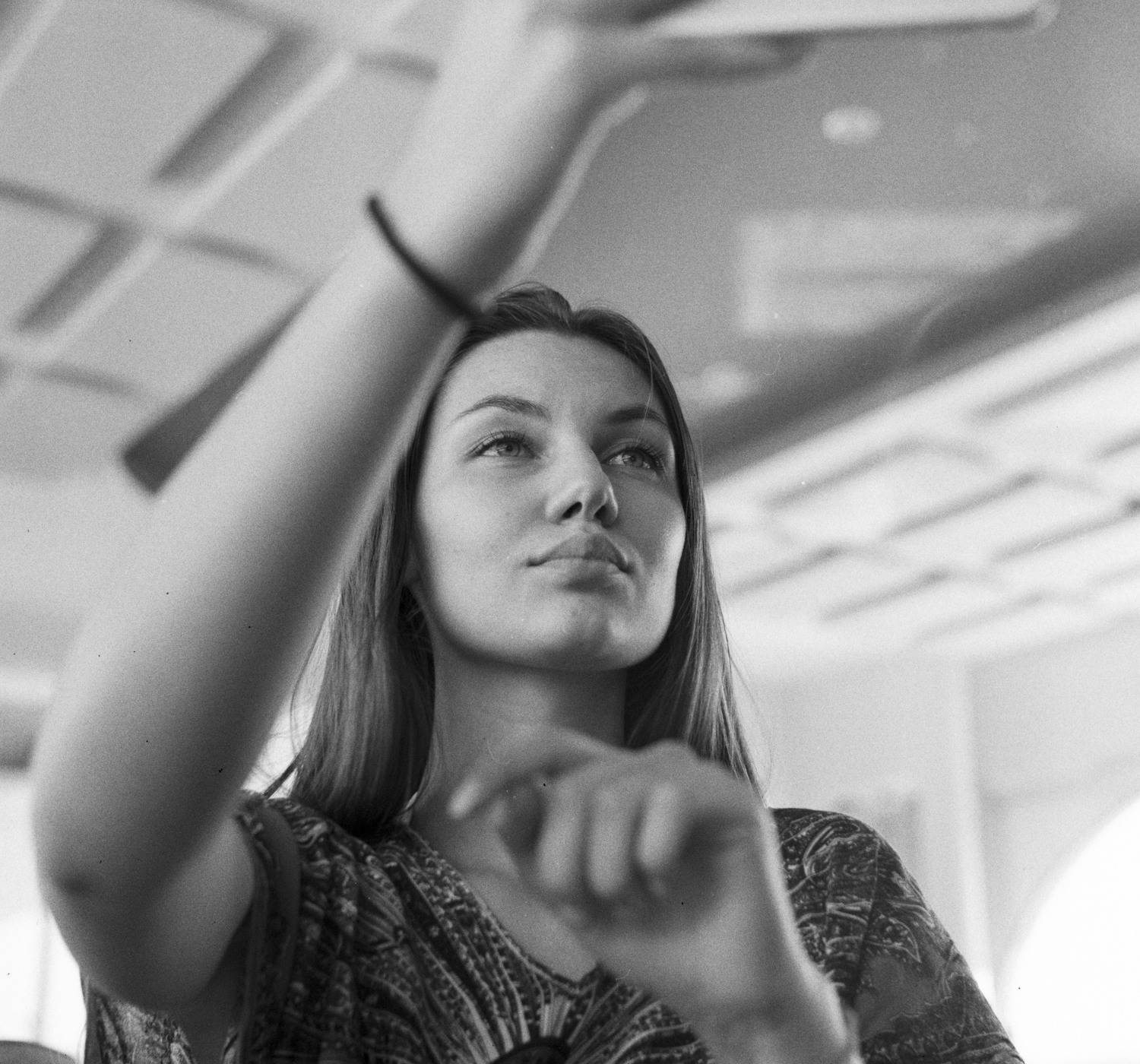 lady, russian, scarf, black, white, film, Evgeny Ivanov