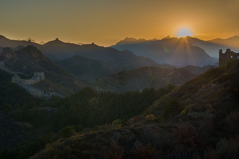 пейзаж, восход, китайская стена, китай, путешествия Sunshinephoto preview