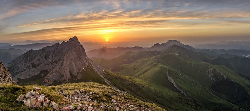 закат, большой тхач, малый тхач, асбестная, горы, пейзаж, рассвет, кавказ, адыгея, радуга, ачешбоки, На закатеphoto preview