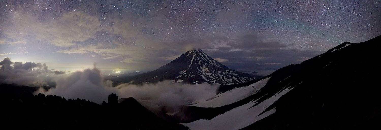 камчатка, корякский вулкан, ночная съемка, звезды, Никифоров Егор