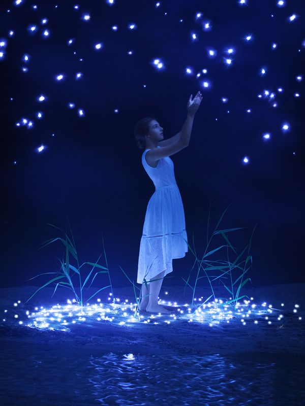 девушка, портрет, звезды, свет, ночь Свет звездphoto preview