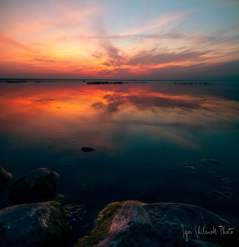 осень, закат, озеро, отражение, солнце, плещеево озеро, переславль залесский Плещеево озероphoto preview